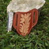 Tooled Pancake Knife Sheath - Canyon Tan with Tooled Leaf Design