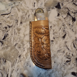Tooled Leather Knife Sheath for 4 Inch Folding Knife