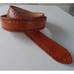 1 1/2" Hand Tooled Leather Belt - Tan