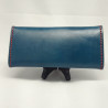 Wallet, Blue Leather Long with Zipper Pocket