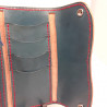 Wallet, Blue Leather Long with Zipper Pocket