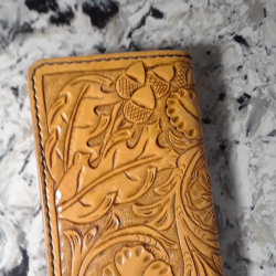 Tooled Leather Long Wallet
