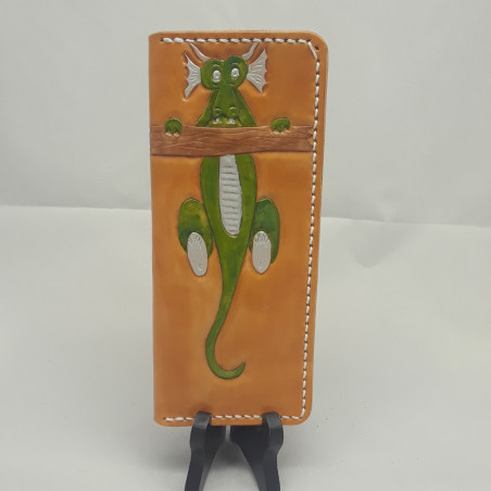 Dragon Tooled Leather Long Wallet