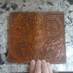 Tooled Leather Long Wallet