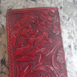 Tooled Leather Long Wallet