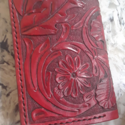 Tooled Leather Long Wallet