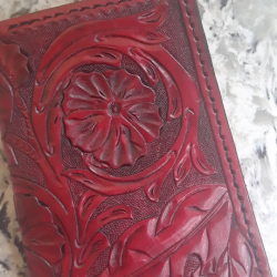 Tooled Leather Long Wallet