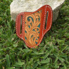 Tooled Pancake Knife Sheath - Tooled Leaf and Vine Design, Left Handed or Right Handed