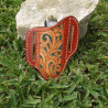 Tooled Pancake Knife Sheath - Tooled Leaf and Vine Design, Left Handed or Right Handed